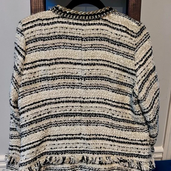 Boston Proper Tweed Jacket with Chain Detail